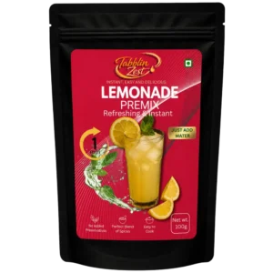 TTabblin Zest Lemonade Premix pack with chilled glass of nimbu pani